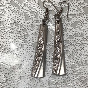 Unique vintage silver spoon earrings.